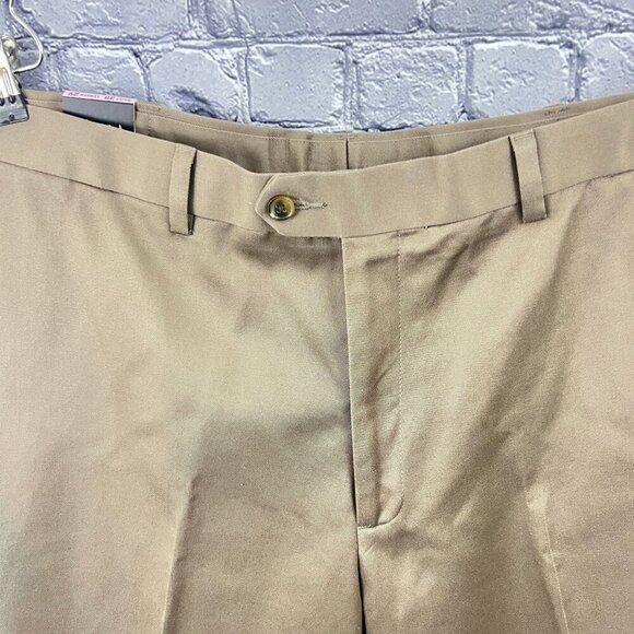 Perry Ellis Portfolio Mens Dress Pants Size 38x29 Sandstone Beige No Iron Flat F - Picture 4 of 9